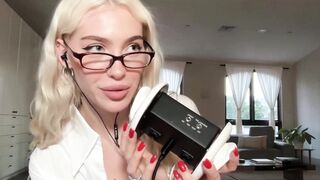 Sexy Blonde Secretary Sluts Teases By Licking Her Toy